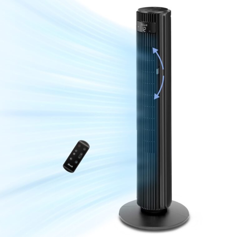 Стоящ вентилатор без перки за дома LEVOIT TempSense Smart, 42'', безчетков DC мотор, 12 скорости, 4 режима, 24H таймер с APP