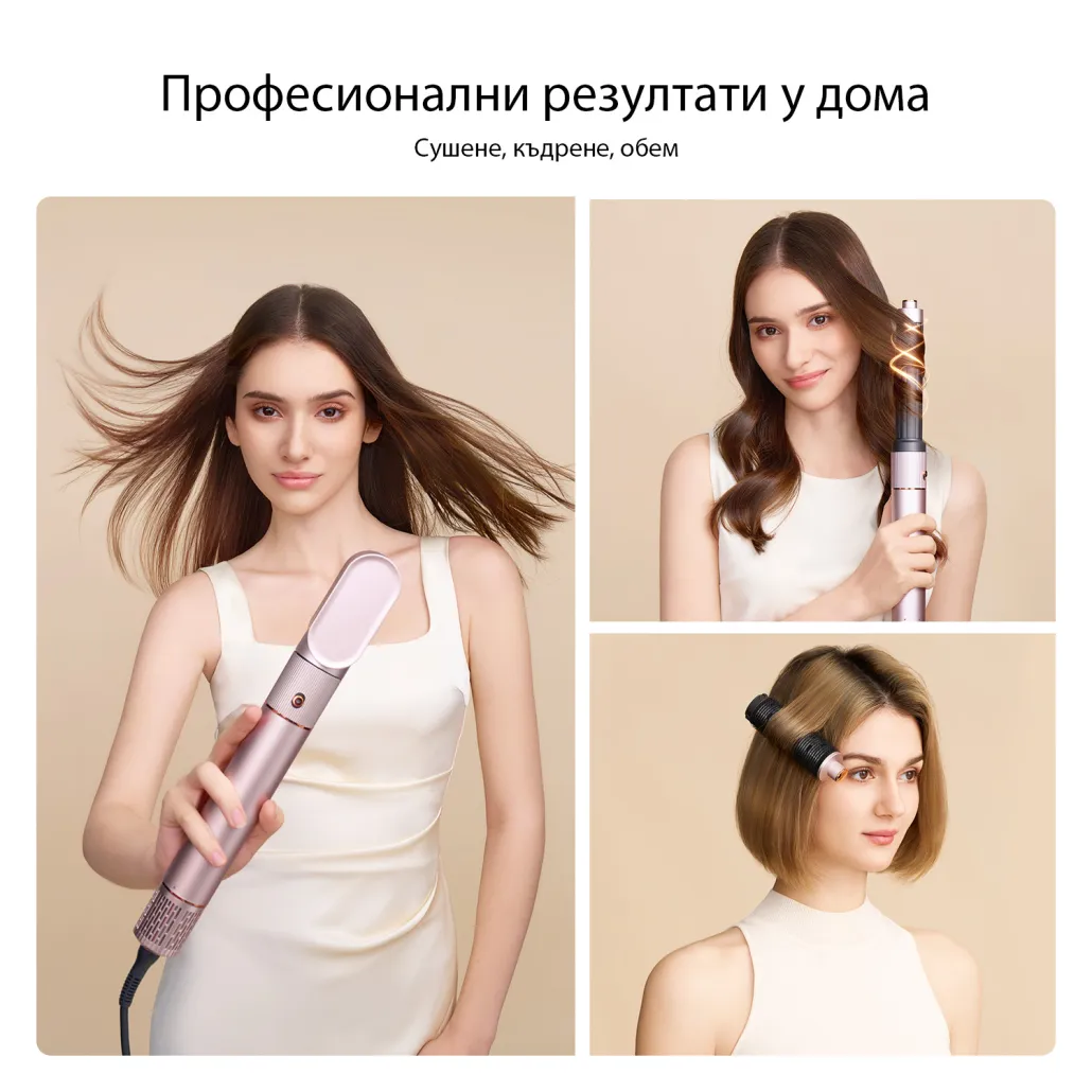 Мултистайлър 3-в-1 JIMMY HF9, 3 скорости, 3 степени, Йонизация, Аксесоари, Розово злато 2 Мултистайлър 3-в-1 JIMMY HF9, 3 скорости, 3 степени, Йонизация, Аксесоари, Розово злато - Image 2