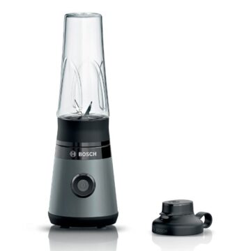 Мини блендер с преносима бутилка Bosch VitaPower Series 2/MMB2111S, 450 W, 0.6 L, До 40 000 об./мин., ToGo бутилка без BPA, Сив с черно