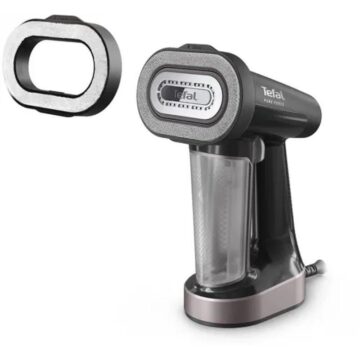 Уред за гладене с пара Tefal Pure Force 3-в-1 DT8765E0, 1800 W, Вертикално и хоризонтално гладене, Премахване на мъх, Керамична плоча, Черен