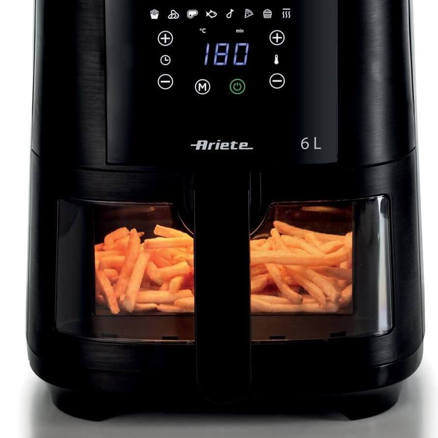 Фритюрник с горещ въздух Ariete Air Fryer Maxi, 1300W, Обем 6л., Прозрачна вратичка, 8 програми, Сензорно управление, Таймер, Черен 2 Фритюрник с горещ въздух Ariete Air Fryer Maxi, 1300W, Обем 6л., Прозрачна вратичка, 8 програми, Сензорно управление, Таймер, Черен - Image 2