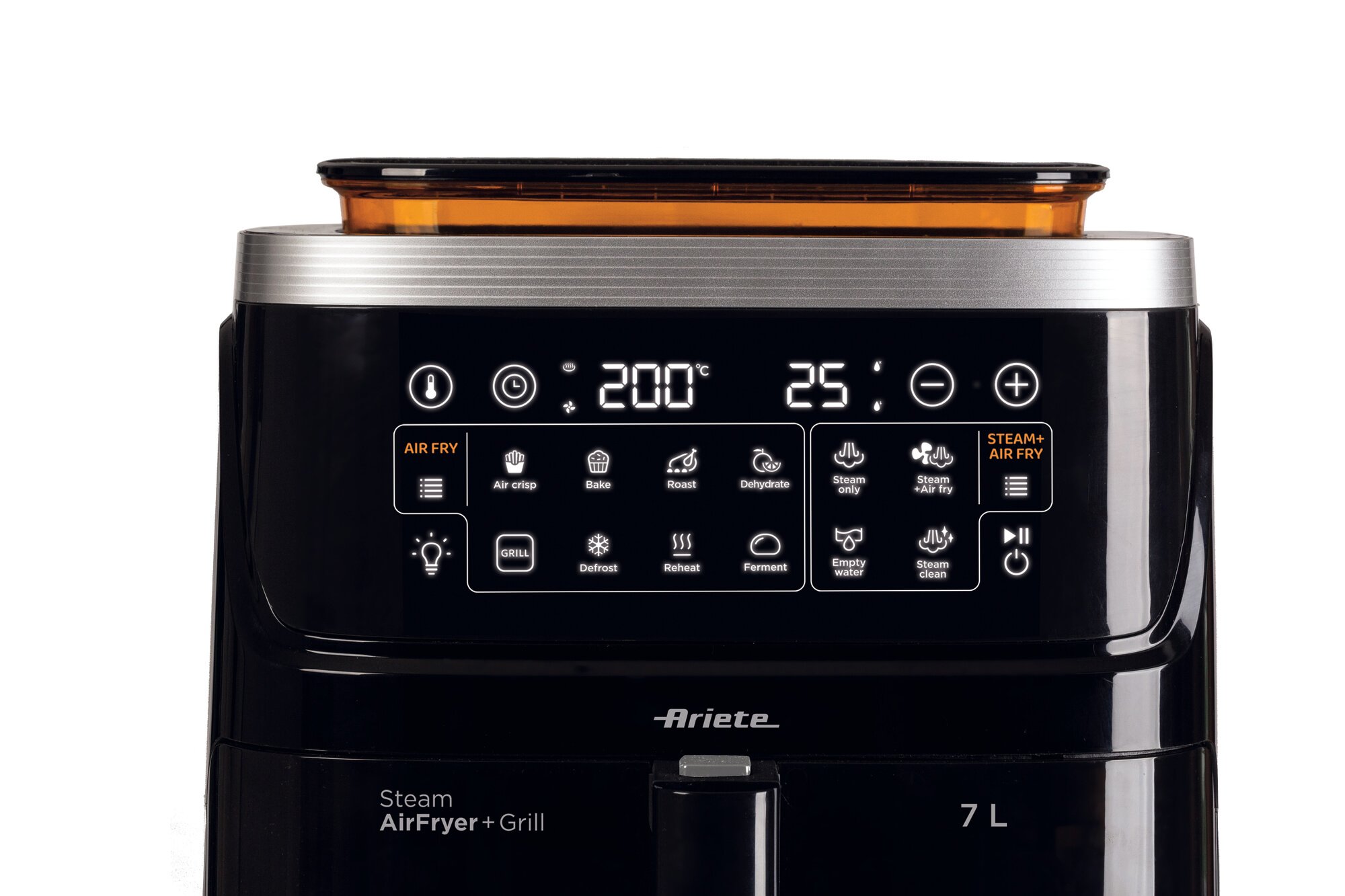 Фритюрник с горещ въздух 4в1 Ariete AIR FRYER STEAM+GRILL, 1700W, Капацитет 7л, 4 режима (Готвене на пара, въздух +пара, горещ въздух, грил), 10 програми, Черен 3 Фритюрник с горещ въздух 4в1 Ariete AIR FRYER STEAM+GRILL, 1700W, Капацитет 7л, 4 режима (Готвене на пара, въздух +пара, горещ въздух, грил), 10 програми, Черен - Image 3