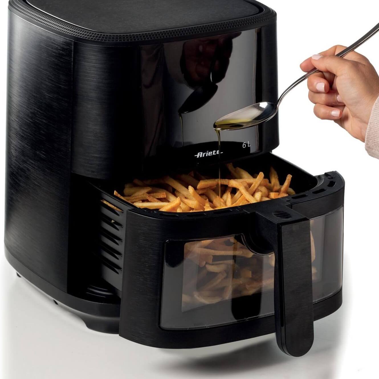 Фритюрник с горещ въздух Ariete Air Fryer Maxi, 1300W, Обем 6л., Прозрачна вратичка, 8 програми, Сензорно управление, Таймер, Черен 3 Фритюрник с горещ въздух Ariete Air Fryer Maxi, 1300W, Обем 6л., Прозрачна вратичка, 8 програми, Сензорно управление, Таймер, Черен - Image 3