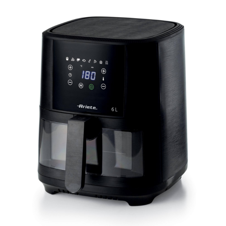 Фритюрник с горещ въздух Ariete Air Fryer Maxi, 1300W, Обем 6л., Прозрачна вратичка, 8 програми, Сензорно управление, Таймер, Черен