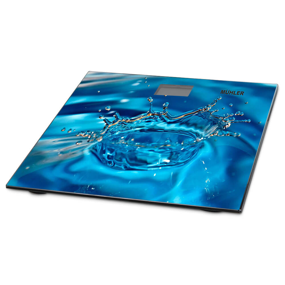 Електронна везна Muhler MSC-3077 Water Drop, Закалено стъкло, Капацитет до 180 кг, LCD дисплей, Батерия CR2032 , Многоцветен 1 Везна Muhler MSC-3077 електронна