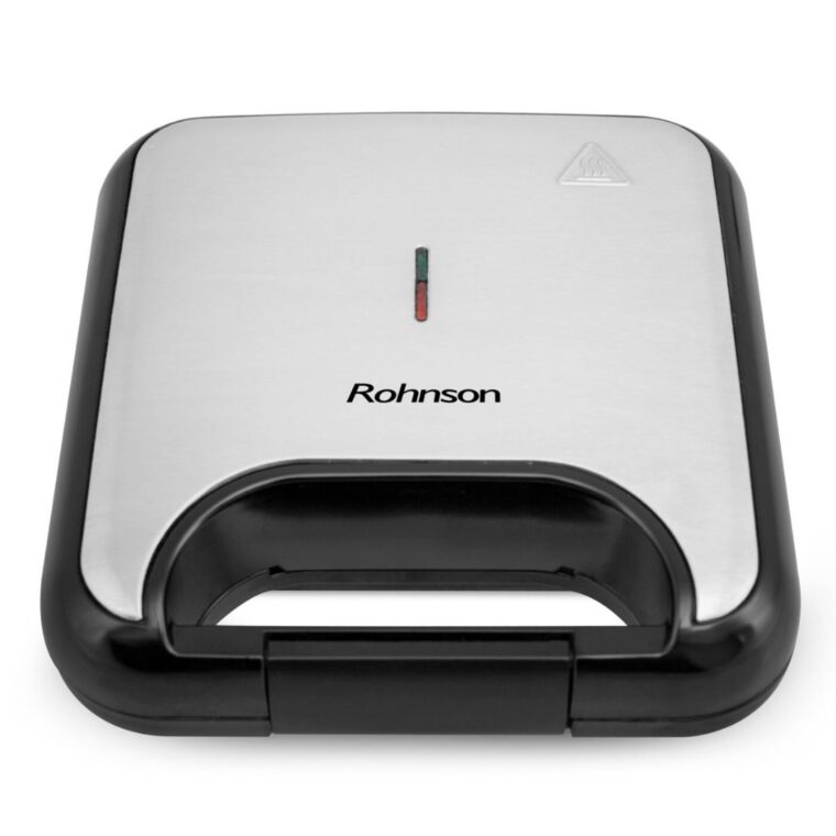 Сандвич грил Rohnson R-2640, 800 W, Незалепващи грил плочи, Оребрен, Светлинен индикатор, Вертикално съхранение, Сив с черен