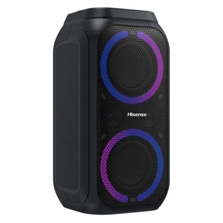 Аудио система Hisense Party Rocket 160, Мощност 160 W, Двоен сабуфер, Bluetooth, RGB LED светлинни ефекти, 5 режима, Караоке режим, Батерия 5100 mAh до 12 часа, Черен