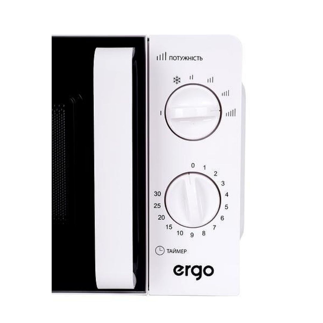 Микровълнова фурна ERGO Y30MW, Мощност 700 W, Капацитет 20 л, 6 нива, Емайлирано вътрешно покритие, Таймер, Функция размразяване, Бял 6 Микровълнова фурна ERGO Y30MW, Мощност 700 W, Капацитет 20 л, 6 нива, Емайлирано вътрешно покритие, Таймер, Функция размразяване, Бял - Image 6