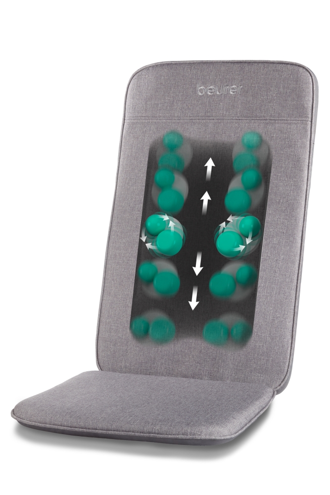 Shiatsu Масажна Седалка Beurer MG 202,4-Главова Shiatsu Масажна Система, 2 Степени на Интензитет, Свръхтънък Гръбен Корпус, Свръхлека Конструкция за Лесно Боравене, LED Индикация на Степента 5 Shiatsu масажна седалка Beurer MG 202