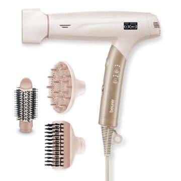 Бежов сешоар Beurer HC 150 FusionDry Pro със златисти акценти