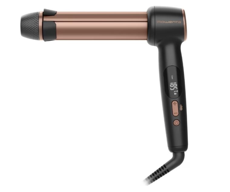 Маша за коса Rowenta CF4620E0 Flexcurl, Регулируем диаметър, Температура до 210 °C, Керамично покритие, LED Дисплей, 3 Приставки, Черен с розов