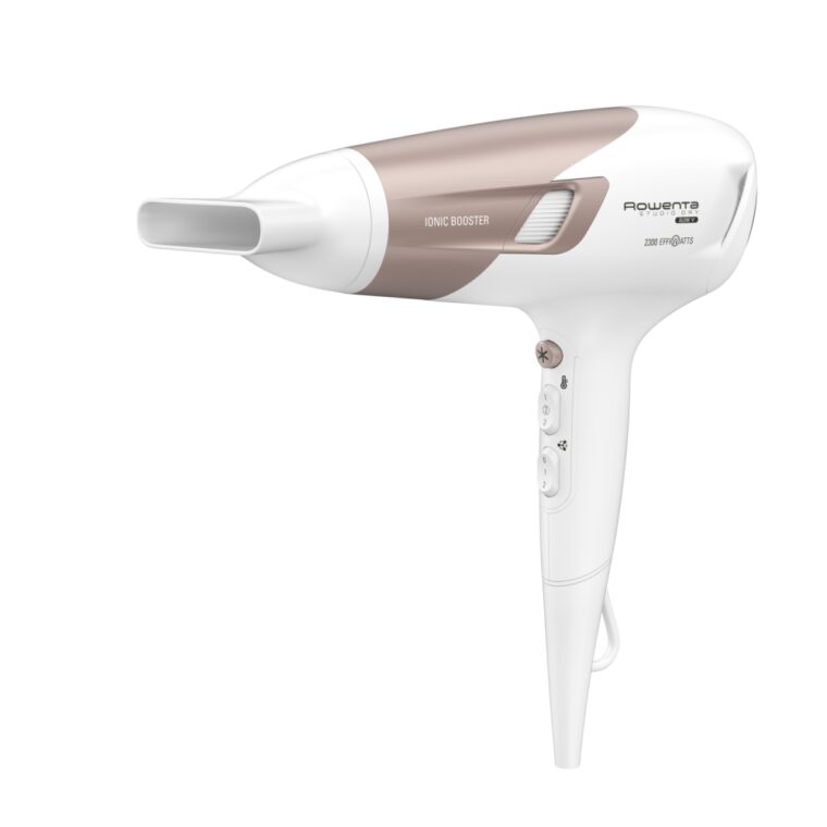 Сешоар Rowenta Studio Dry Glow CV5830F0, Мощност 2100 W, 2 скорости, 3 степени, 2 проставки, Йонизация, Бял с розов