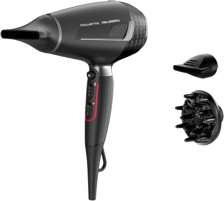 Сешоар Rowenta CV887LF0 x KARL LAGERFELD K/Pro Stylist, Мощност 2200 W, Ionic Booster Технология, Keratin & Glow Покритие, 2 Концентриатора, Дифузер, Черен
