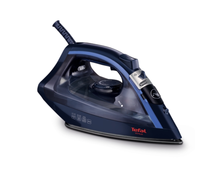 Парна ютия Tefal FV1713E0, Мощност 2000 W, Незалепваща керамична плоча, Регулируема пара 24 гр/мин, Парен удар 90 гр/мин, Вертикална пара, Син