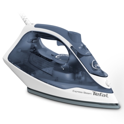 Парна ютия Tefal FV2837E0, Мощност 2400 W, Постоянна пара до 35 гр/мин, Парен удар до 165 гр/мин, Керамична гладеща плоча, Вертикална пара, Система против прокапване, Бял със син