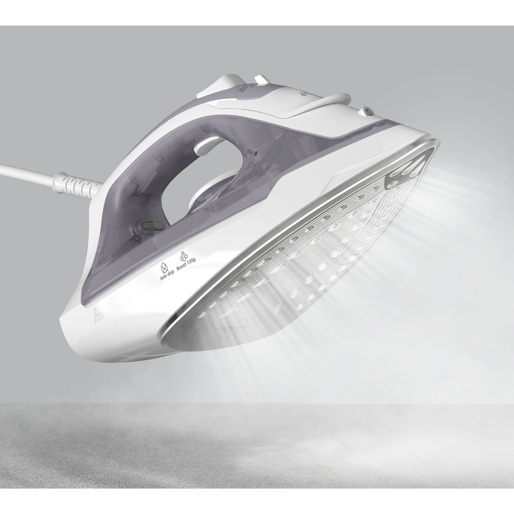 Парна ютия Tefal FV2C43E0, Мощност 2000 W, Постоянна пара 27 гр/мин, Парен удар 120 гр/мин, Керамична гладеща плоча, Вертикална пара, Сив с бял 5 Парна ютия Tefal FV2C43E0
