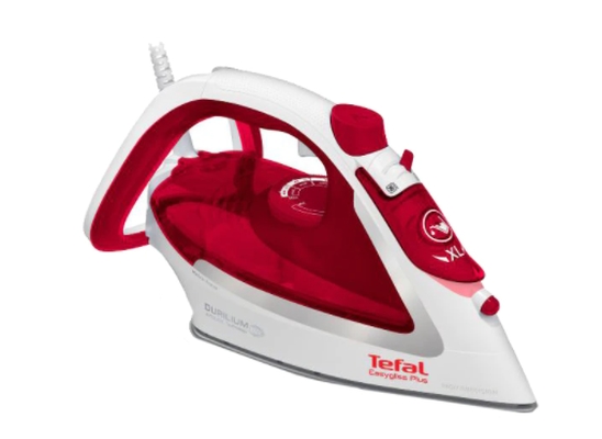 Парна ютия Tefal FV5717E0, Мощност 2500 W, Постоянна пара 45 гр/мин, Парен удар 195 гр/мин, Гладеща плоча Durilium AirGlide, Червен с бял