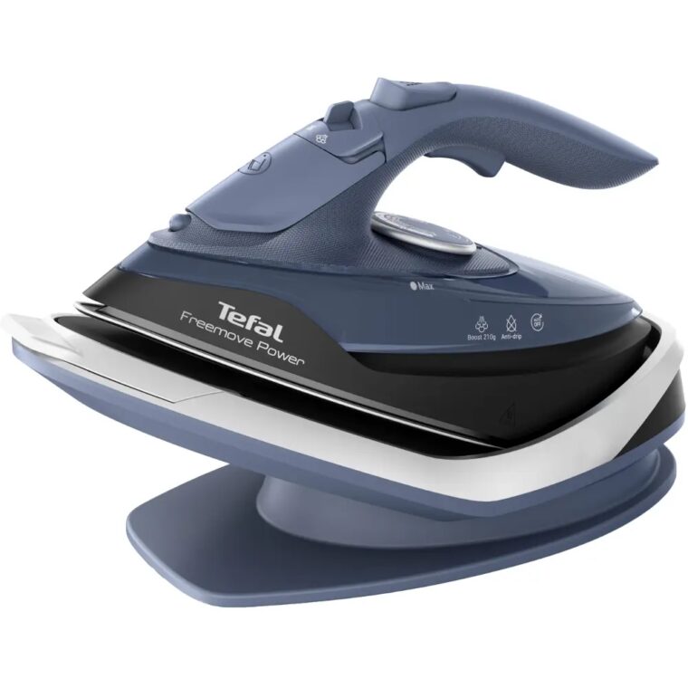 Парна ютия Tefal FV6675E0, Безжична, Мощност 2600 W, Постоянна пара 40 гр/мин, Парен удар 210 гр/мин, Керамична гладеща плоча, Вертикална пара, Син