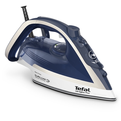 Парна ютия Tefal FV6812E0 Ultragliss Plus, Мощност 2800 W, Парен удар 260 гр/мин, Постоянна пара 50 гр/мин, Плоча Durilium AirGlide Plus, Вертикална пара, Бял със син