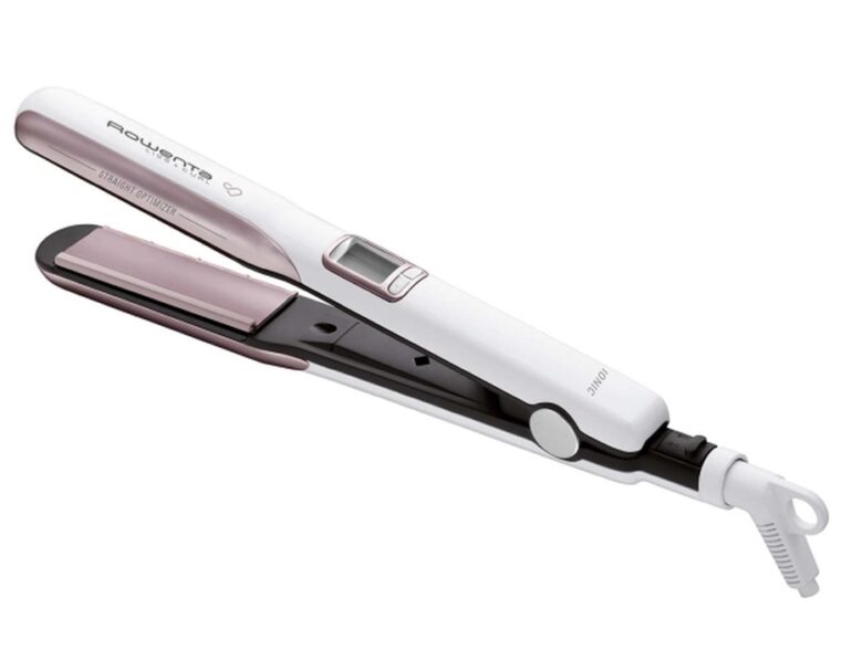 Преса за Коса Rowenta SF7660F0,2 в 1: Изправяне и Къдрене, Плаващи Плочи с Cashmere Keratin Покритие, Йонен Генератор, Бял