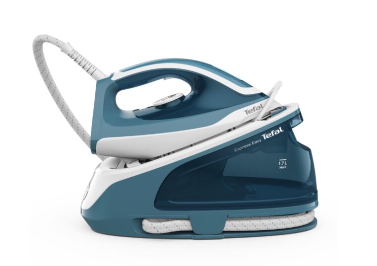 Парогенератор Tefal SV6131E0, Мощност 2200 W, Парно налягане 5.8 бара, Непрекъсната пара 120 гр/мин, Парен удар до 350 гр/мин, Керамична плоча Ceramic Xpress Glide, Резервоар 1.7 л, Син с бял