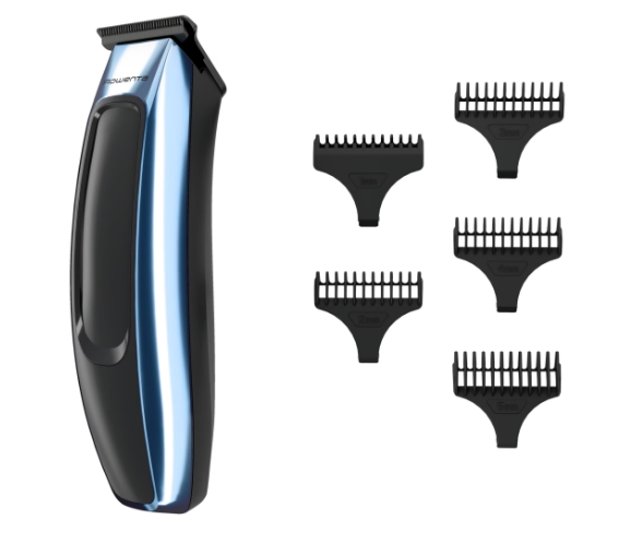 Тример Rowenta TN1851E0 Barber Experience, Безжична, Автономия до 90 мин., Т-образно острие, Неръждаема стомана, DLC покритие, Черен със син