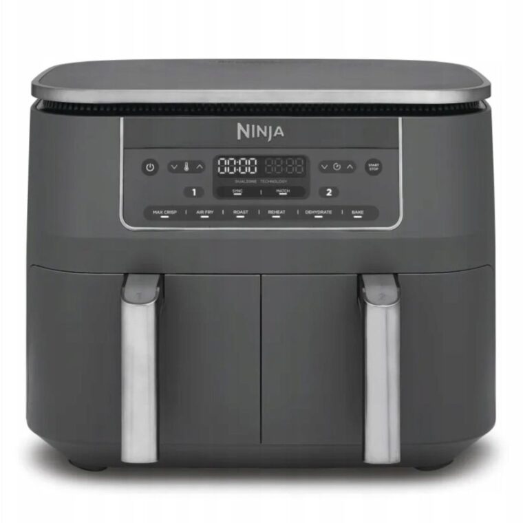 Фритюрник с горещ въздух Ninja Dual Zone Foodi DZ300EU, Мощност 2400W, Капацитет 7.6 л (2 x 3.8 л), 6 програми, Незалепващ, Таймер, Сив