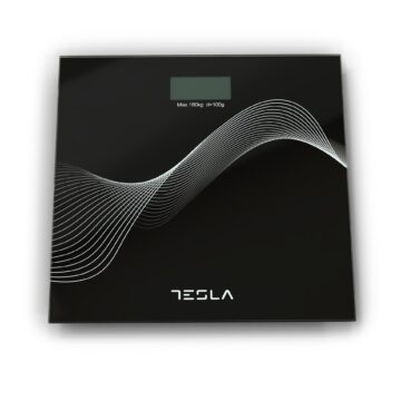 Кантар за баня Tesla BS102B, До 180 kg, Закалено стъкло, Черен