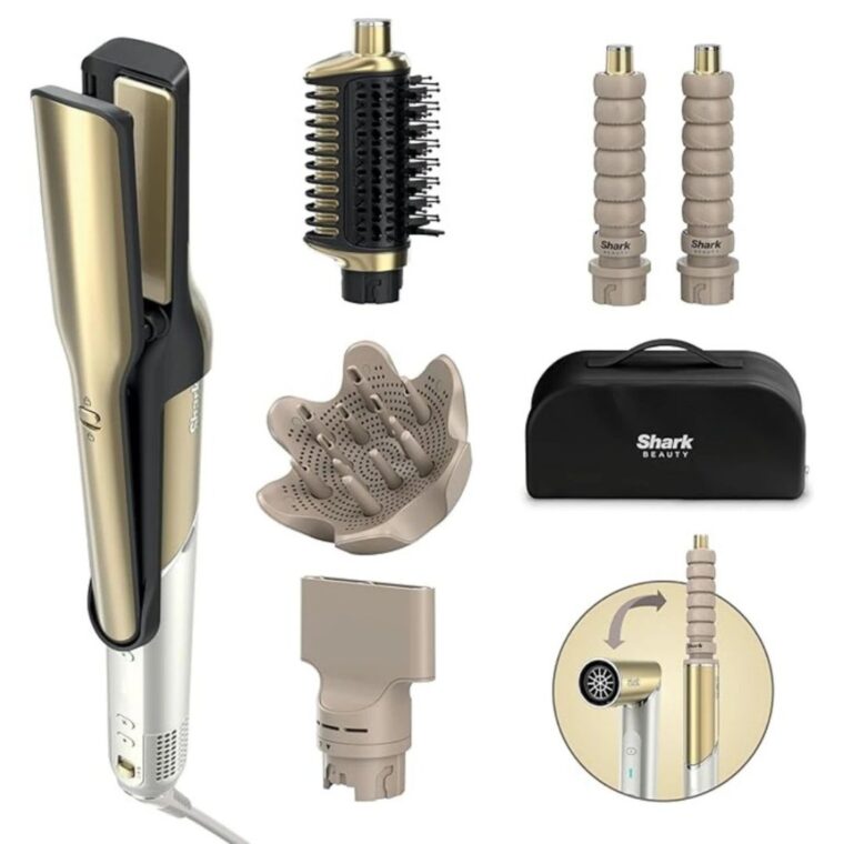 Мултистайлър 5 в 1 Shark Glam HD6052SEU, Мощност 1500W, 5 приставки, 6 степени, Технология Gloss-Lock , Йонна технология, Керамично покритие, Златист