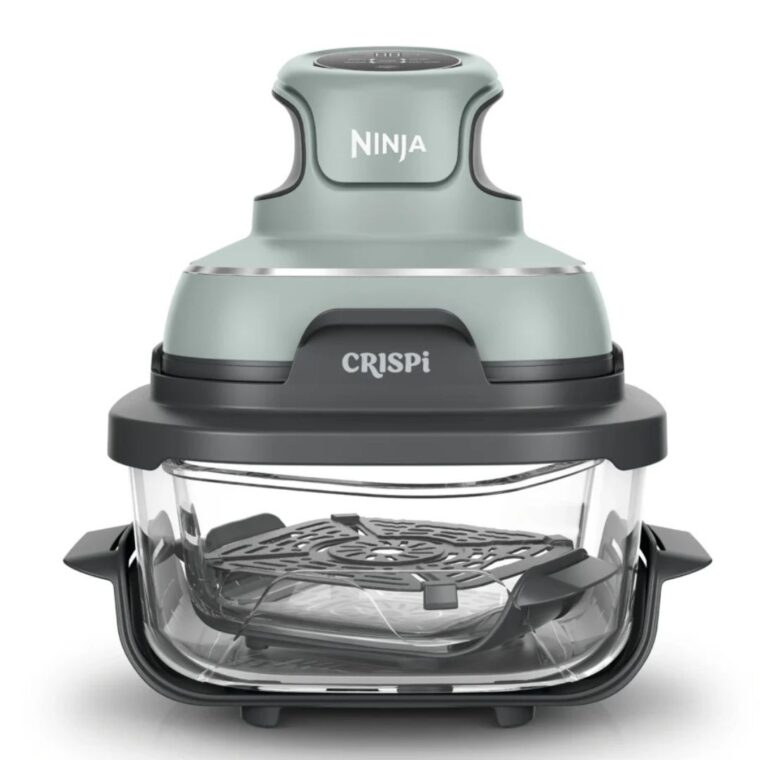 Стъклен фритюрник с горещ въздух Ninja CRISPi FN101EU, Мощност 1700W, Капацитет 3.8 л, Температура до 185°C, 4 функции, 2 стъклени контейнера
