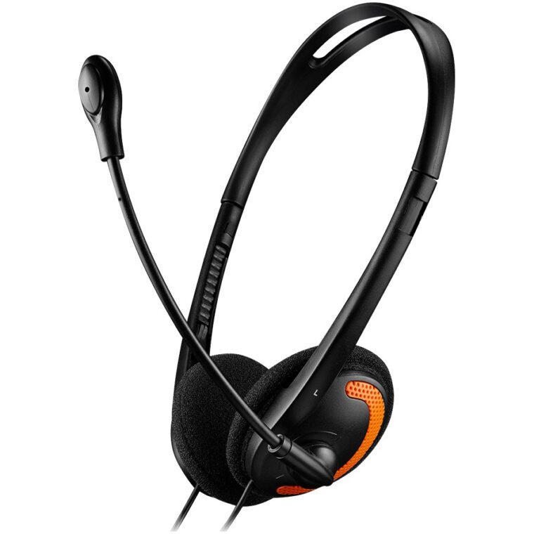 Стерео PC слушалка CANYON HS-01, Жична, On-ear конструкция, Регулируем микрофон, Стерео аудио, 2 X 3,5 мм Mini Jack, Черен