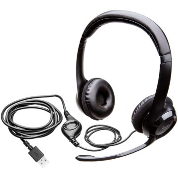 Черни компютърни слушалки Logitech H390 с USB-A