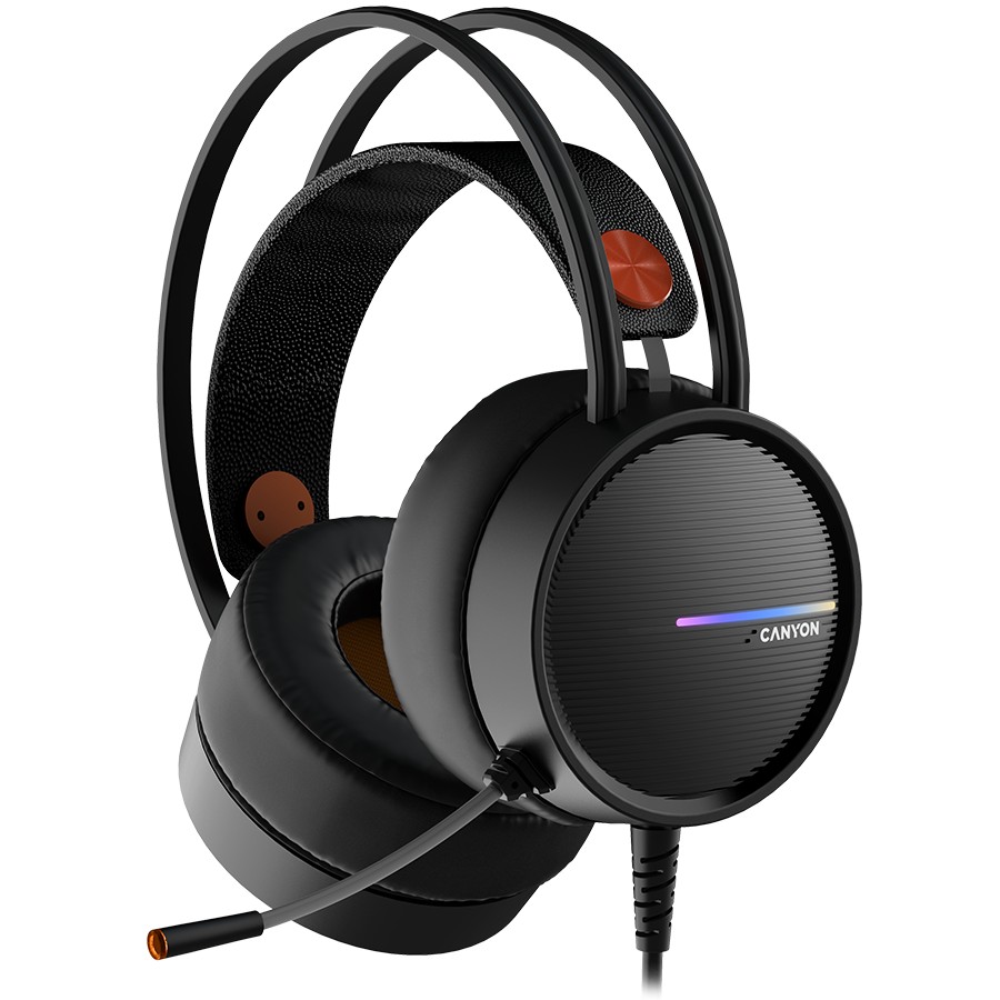 Гейминг слушалки CANYON Interceptor GH-8A, черно-оранжеви 1 Черно-оранжеви гейминг слушалки CANYON Interceptor GH-8A