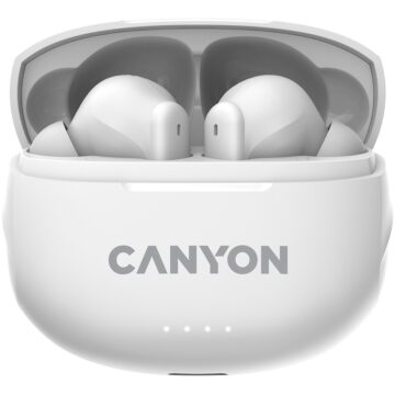 Бели безжични in-ear слушалки CANYON TWS-8 със заряден кейс