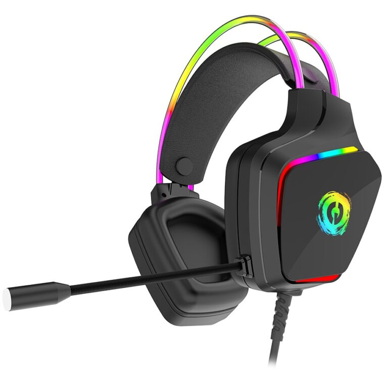 Gaming Headset CANYON GH-9A, Стерео Звук с 50 мм Говорители, Омнидирекционен Микрофон с Гъвкава Стойка, RGB Подсветка, USB Type-A и 3,5 мм Mini Jack, Слушалки, Ръководство за Бърз Старт, Гаранционна Карта