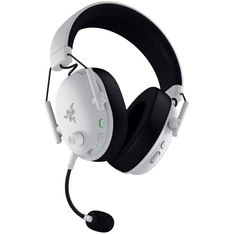 Геймърски слушалки Razer BlackShark V3, Безжични, 50 мм TriForce Titanium Gen-2 драйвери, Bluetooth 5.3, THX Spatial Audio до 7.1.4, USB Type-C към USB Type-A кабел, Бял