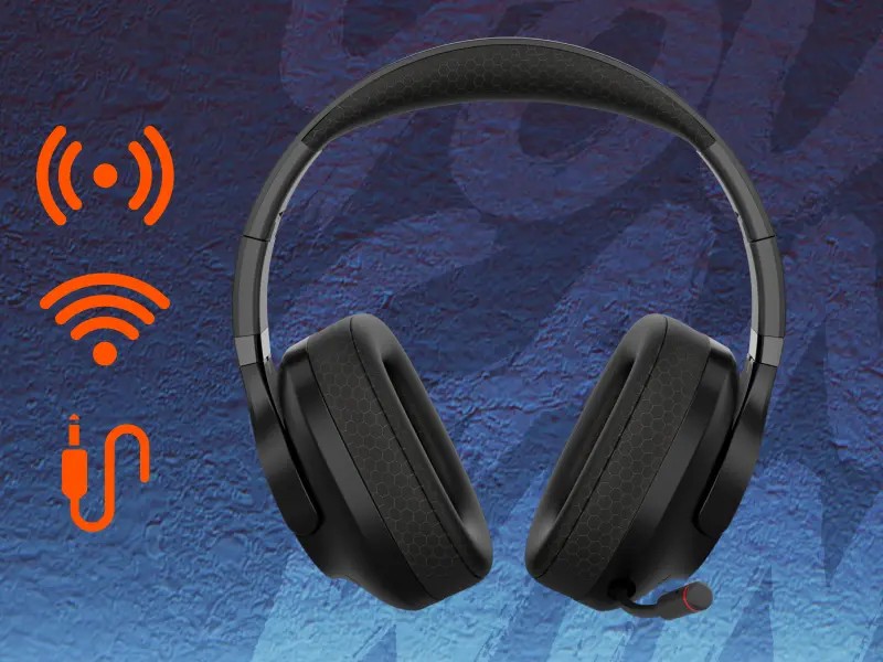 Гейминг Слушалки CANYON EGO GH-16, 3 режима на свързване, Ниска латентност, Bluetooth 5.3, 40 мм говорители, Стерео, Микрофон, Черен 9 Gaming headset CANYON EGO GH-16 в черен цвят