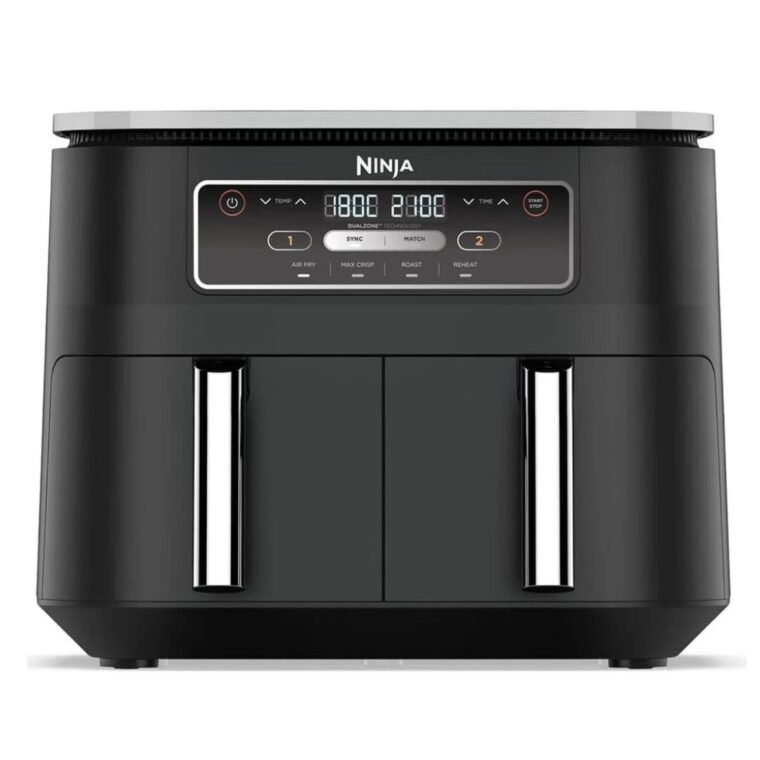 Фритюрник с горещ въздух Ninja Foodi Dual Zone AF200EU, Мощност 2400W, Две независими зони, Капацитет 7.6 л, 4 програми, Незалепващ, Черен