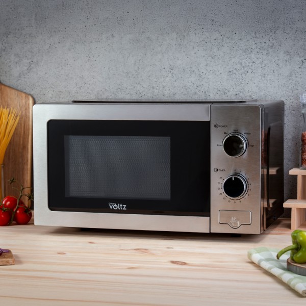 Микровълнова фурна Voltz OV51443C, Мощност 700W, Обем 20л, 5степени на мощност, Таймер до 35мин., Размразяване, Сив 2 Микровълнова фурна Voltz OV51443C, Мощност 700W, Обем 20л, 5степени на мощност, Таймер до 35мин., Размразяване, Сив - Image 2