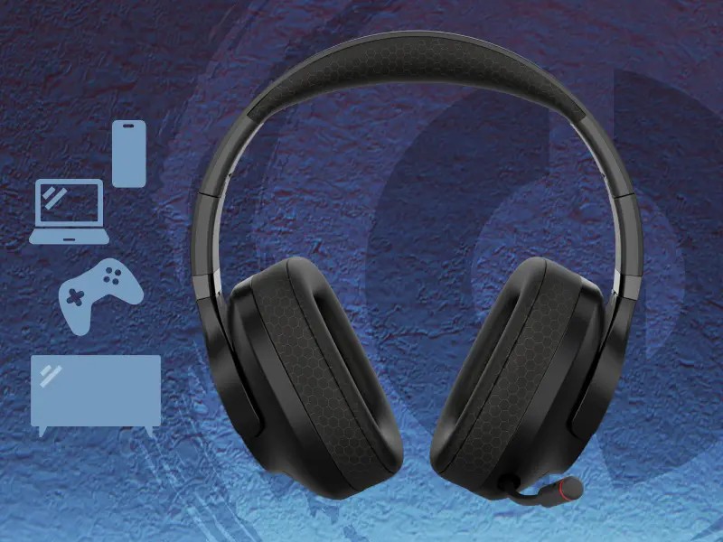 Гейминг Слушалки CANYON EGO GH-16, 3 режима на свързване, Ниска латентност, Bluetooth 5.3, 40 мм говорители, Стерео, Микрофон, Черен 16 Gaming headset CANYON EGO GH-16 в черен цвят