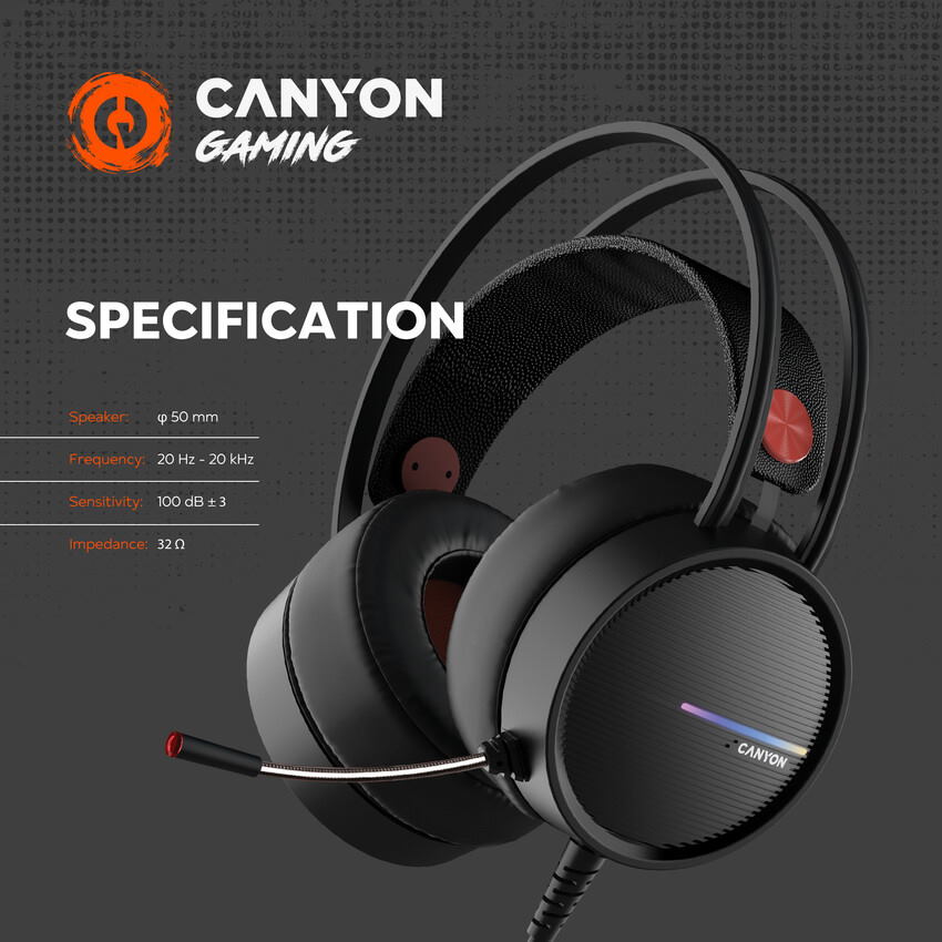 Гейминг слушалки CANYON Interceptor GH-8A, черно-оранжеви 10 Черно-оранжеви гейминг слушалки CANYON Interceptor GH-8A