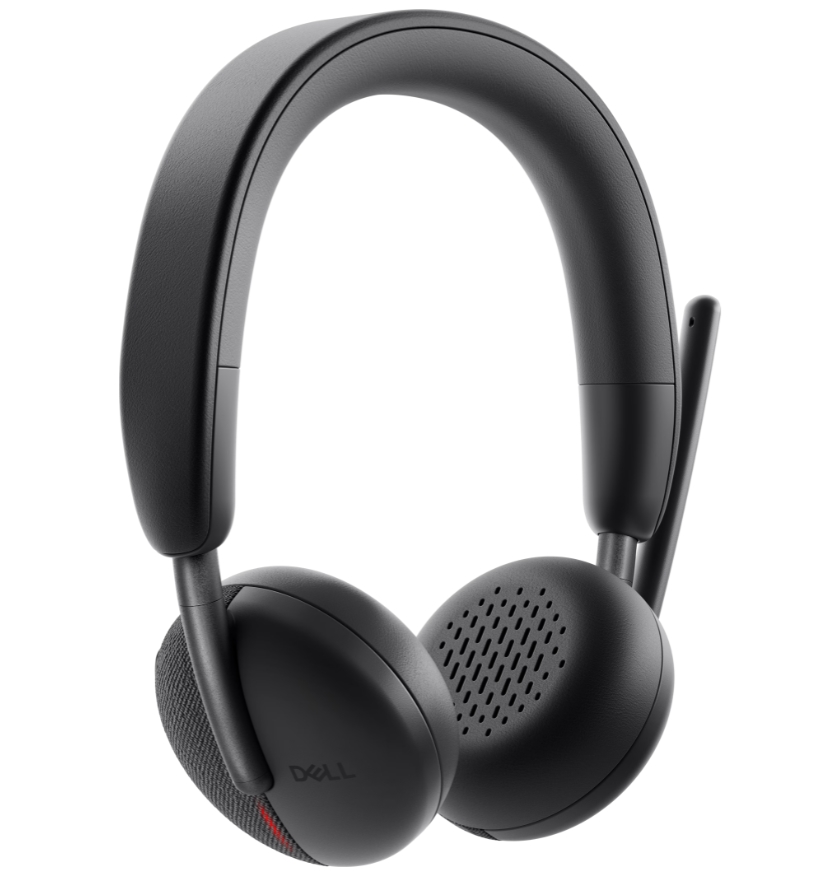 Безжични слушалки Dell WL3024, Bluetooth 5.3, Обхват до 30 м, Автономия до 41 ч, AI Up-Link шумопотискане, Два еднопосочни AI Beamforming микрофона, Черен 3 Черни безжични on-ear слушалки Dell WL3024 с микрофон