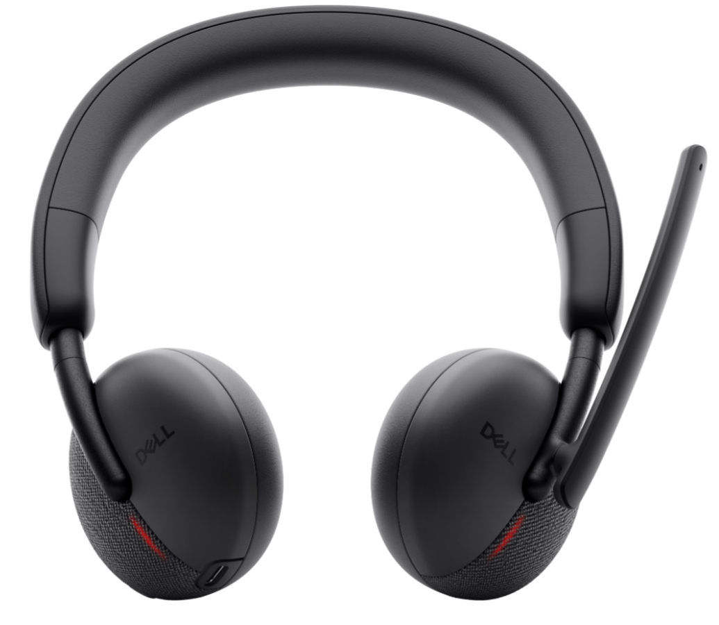 Безжични слушалки Dell WL3024, Bluetooth 5.3, Обхват до 30 м, Автономия до 41 ч, AI Up-Link шумопотискане, Два еднопосочни AI Beamforming микрофона, Черен 2 Черни безжични on-ear слушалки Dell WL3024 с микрофон