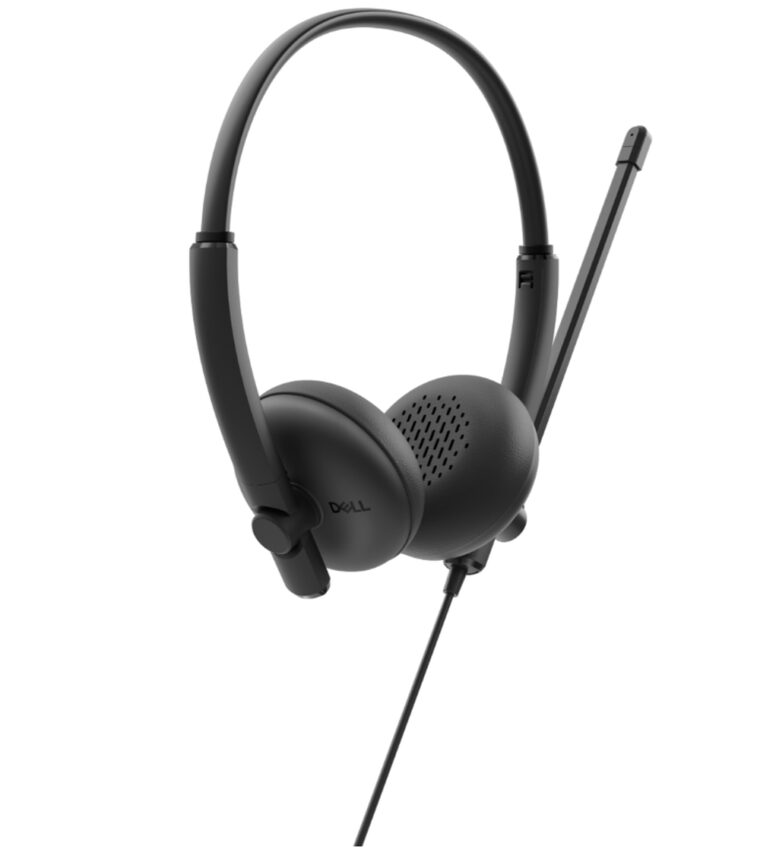 Слушалки с микрофон Dell WH125, Жични, USB Type-A свързване, On-ear дизайн, 270° въртящ се микрофона, Черен