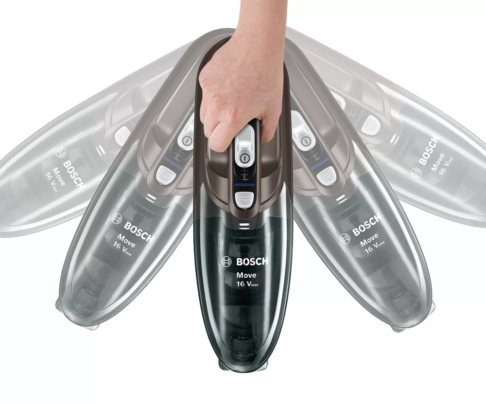 Ръчна прахосмукачка Bosch BHN16L Move Lithium 16Vmax, Безжична, Циклонна, 2 скорости, Батерия 14.4 V до 40 мин., Контейнер 0,3 л, Сив 7 Ръчна прахосмукачка Bosch BHN16L Move Lithium 16Vmax, Безжична, Циклонна, 2 скорости, Батерия 14.4 V до 40 мин., Контейнер 0,3 л, Сив - Image 7