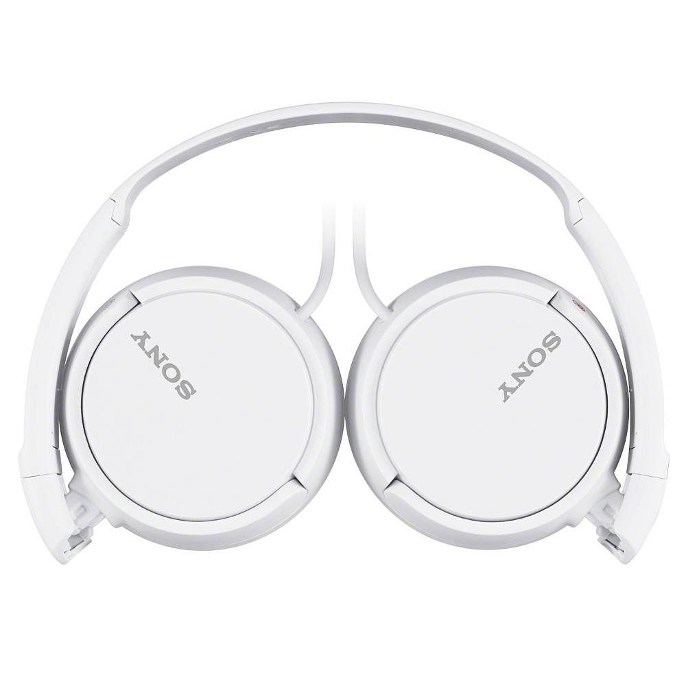 Жични Over-ear слушалки SONY MDR-ZX110AP, 30 мм динамични куполни говорители, Вграден микрофон, L-образен стерео жак, Бял 2 Бели жични over-ear слушалки SONY MDR-ZX110AP с микрофон