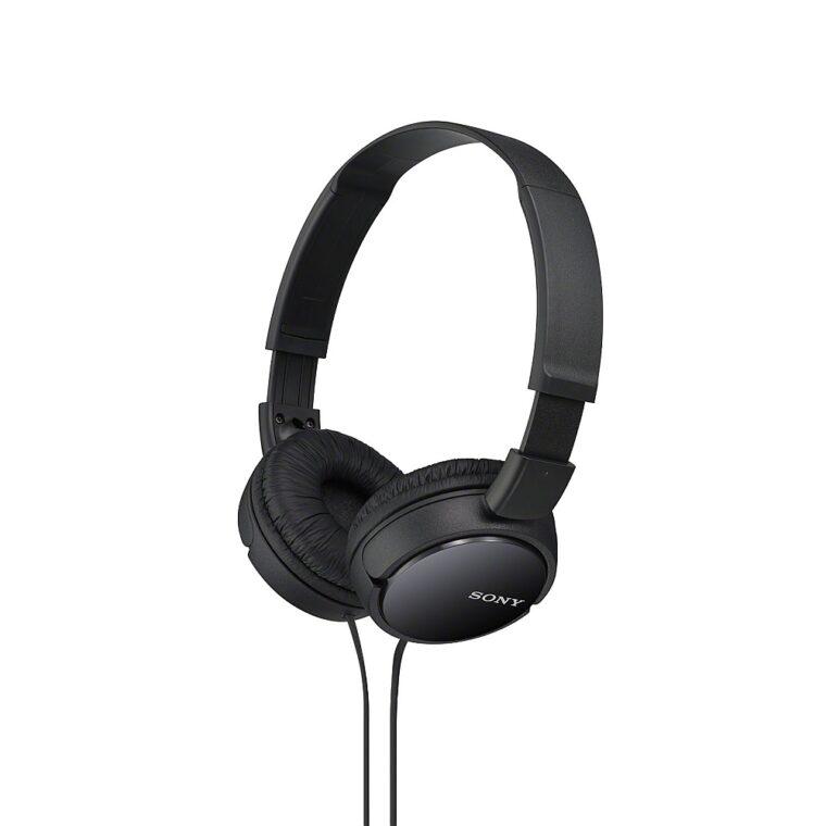 Жични On-ear слушалки Sony MDR-ZX110, 30 мм динамични куполни драйвери, Затворен дизайн, L-образен стерео мини жак, Черен