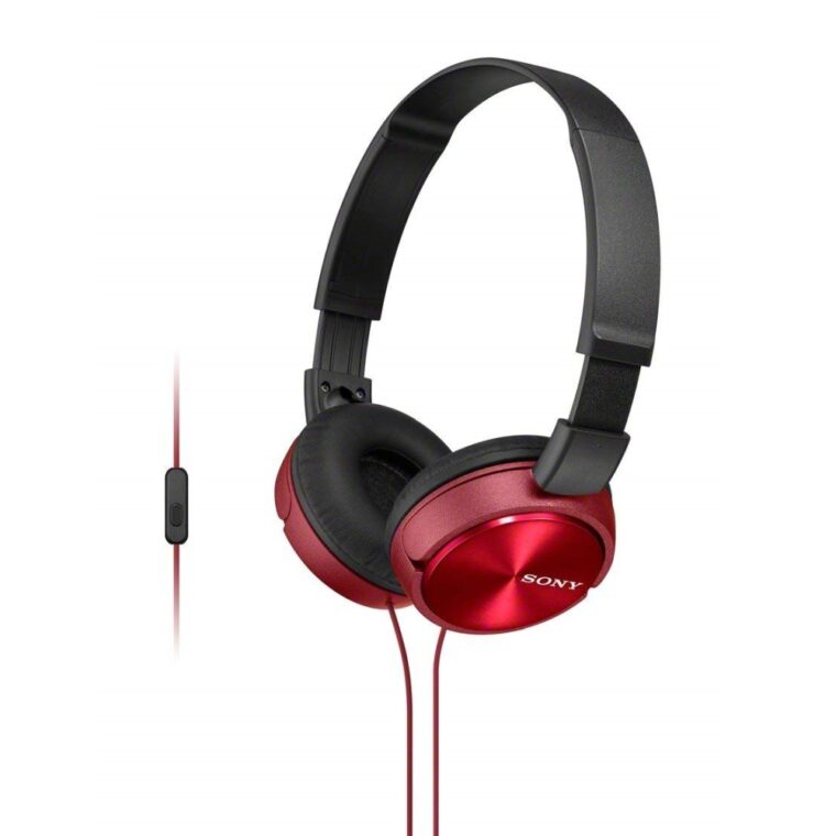 Жични On-ear слушалки Sony MDR-ZX310AP, 30 мм динамични драйвери, Честотен диапазон 10–24 000 Hz, Сгъваем дизайн, Вграден микрофон, Червен