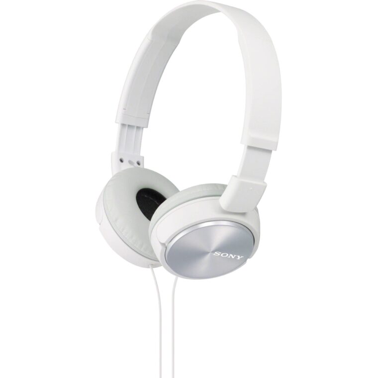 Жични On-ear слушалки Sony MDR-ZX310, 30 мм динамични мембрани, Сгъваем дизайн, Затворен тип, Бял