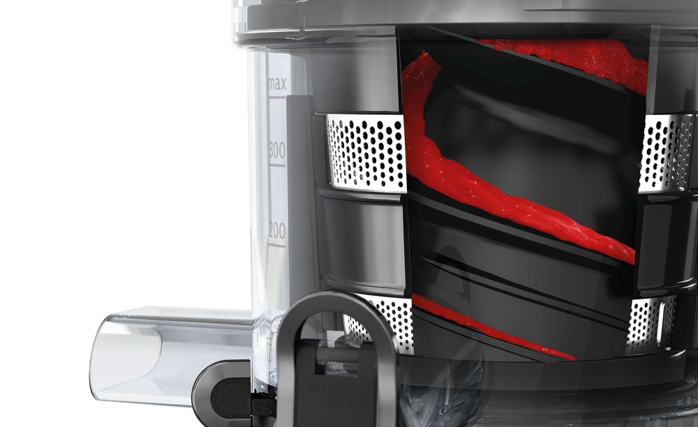 Сокоизстисквачка Bosch MESM731M VitaExtract, Бавнооборотна, Мощност 150 W, 1 скорост, Тританов вал, Студено пресоване, Без BPA, Черен 4 Сокоизстисквачка Bosch MESM731M VitaExtract, Бавнооборотна, Мощност 150 W, 1 скорост, Тританов вал, Студено пресоване, Без BPA, Черен - Image 4